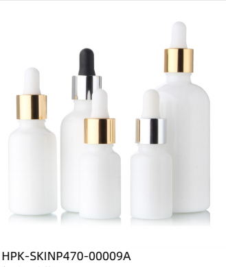 White Glass Pipette Dropper Bottle With Thread Rolling Aluminum Collar